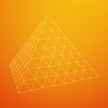 Pyramid molecular grid wireframe Royalty Free Stock Photo