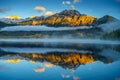 Pyramid Mountain reflecting in the Pyramid Lake in the Jasper National Park Alberta, Canada Royalty Free Stock Photo