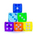 Pyramid of multicolored dice. Royalty Free Stock Photo