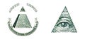 Pyramid of one dollar bill on white background. Macro.Dollar USA , pyramid, Eye of Providence isolated. Extreme closeup. Can be