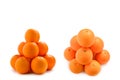 Pyramid of oranges isolated on white background