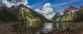 Pyramid Peak, Maroon Bells, and Crater Lake Panorama Royalty Free Stock Photo