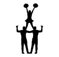 Pyramid of people cheerleaders, men and girl silhouette isolated, vector illustration Royalty Free Stock Photo