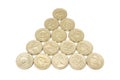Pyramid of pound coins Royalty Free Stock Photo