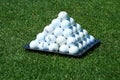 Pyramid of practice golf balls Royalty Free Stock Photo