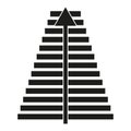 Pyramid progress icon. Stacked blocks arrow. Growth direction symbol. Vector staircase shape.