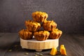 A pyramid of pumpkin muffins with oatmeal. Healthy dietetic food, healthy nutrition