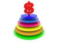 Pyramid with red dolar sing at the top Royalty Free Stock Photo