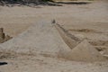 Pyramid Sand Castle on a beach Royalty Free Stock Photo