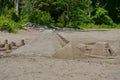 Pyramid Sand Castle on a beach Royalty Free Stock Photo