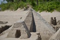 Pyramid Sand Castle on a beach Royalty Free Stock Photo