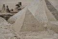 Pyramid Sand Castle on a beach Royalty Free Stock Photo