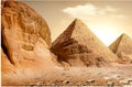 Pyramid and mountains Royalty Free Stock Photo