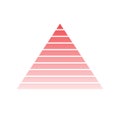 Pyramid scheme 10 ten steps. vector hierarchy level chart graph, red diagram structure. triangle infographic illustration