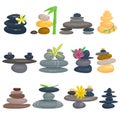 Pyramid from sea pebble relax heap stones isolated vector illustration.