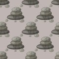 Pyramid from sea pebble relax heap stones seamless pattern healthy wellness black massage tool spa balance therapy zen