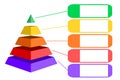 Pyramid shape made of five layers for presenting business idea or disparity