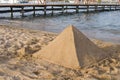 Pyramid Shaped Sand Castle Royalty Free Stock Photo