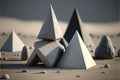 Pyramid-shaped stone piles. Zen balance, minimalism, harmony and peace. Selective focus. Generative AI