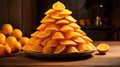 Pyramid of sliced oranges on wooden table, promoting natural, healthy eating. Fresh vitality, Ai Generated