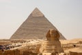 Pyramid and sphinx Royalty Free Stock Photo