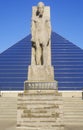 The Pyramid Sports Arena in Memphis, TN with statue of Ramses at entrance