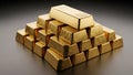 Pyramid Stack of Gold Bars on Dark Background Royalty Free Stock Photo
