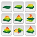 Pyramid status indicator icons Royalty Free Stock Photo