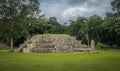 Pyramid and Stella in Great Plaza of Mayan Ruins - Copan Archaeological Site, Honduras Royalty Free Stock Photo