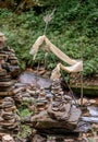 Pyramid of stones on Annapurna Sanctuary trek in Nepal Royalty Free Stock Photo