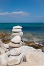 Pyramid of stones at the beach Royalty Free Stock Photo