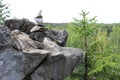 Pyramid of stones in marble canyon Royalty Free Stock Photo