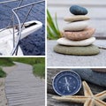 Pyramid of stones with pebbles from the beach Royalty Free Stock Photo