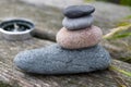 Pyramid of stones with pebbles from the beach Royalty Free Stock Photo