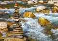 Pyramid of stones on the river Royalty Free Stock Photo