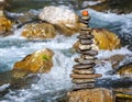 Pyramid of stones on river Royalty Free Stock Photo