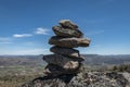 A pyramid of pebbles on the rock Royalty Free Stock Photo