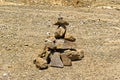 Pyramid of stones on stony terrain