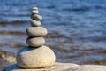 Pyramid of stones. Unstable balance of stone objects. Royalty Free Stock Photo