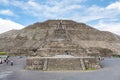 Pyramid of the Sun against blue sky, the largest ruins of the architecturally significant Mesoamerican pyramids in Teotihuacan,