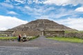 Pyramid of the Sun against blue sky, the largest ruins of the architecturally significant Mesoamerican pyramids in Teotihuacan,