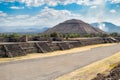 The Pyramid of the Sun and the Avenue of the Dead at Teotihuacan in Mexico Royalty Free Stock Photo
