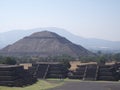 Pyramid of the Sun at Avenue of the Dead in Teotihuacan ruins near Mexico city landscape Royalty Free Stock Photo