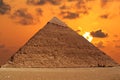 Pyramid and sunset Royalty Free Stock Photo