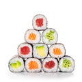 Pyramid of sushi hosomaki Royalty Free Stock Photo