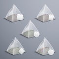 Pyramid Tea  Bags Realistic Set Royalty Free Stock Photo