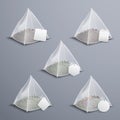 Pyramid Tea Bags Realistic Set Royalty Free Stock Photo