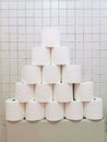 Pyramid of toilet rolls