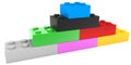 Pyramid of toy bricks in various colors Royalty Free Stock Photo