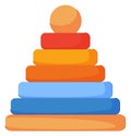 Pyramid toy. Color ring puzzle cartoon icon Royalty Free Stock Photo